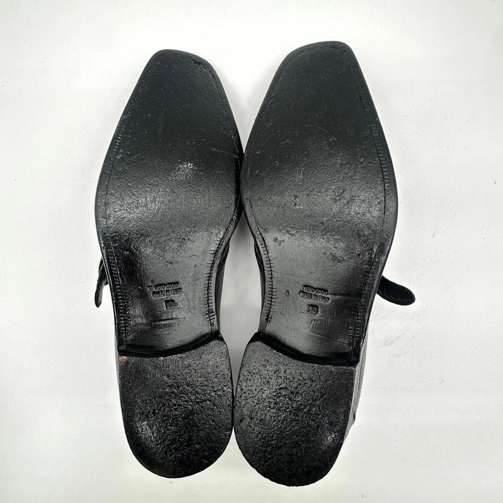 Paul Fredrick Italian Leather Monk Strap Dress‎ Shoes Black Textured 10M – & Box